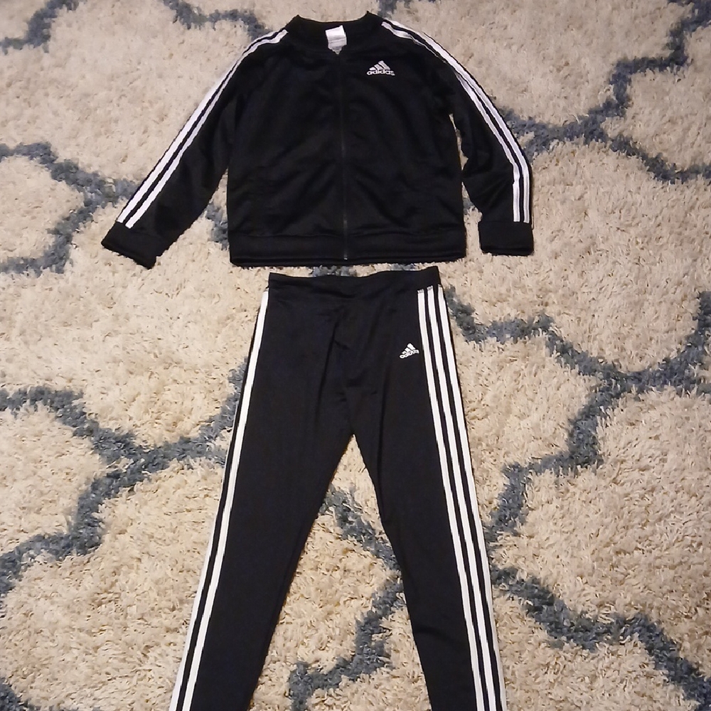 Adidas Black and White Athletic Set Girls 16XL
